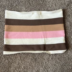 Multi-colored stretch fabric mini skirt pink white brown